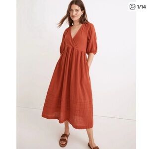 Madewell Marianna Puff sleeve V-Neck Midi Dress